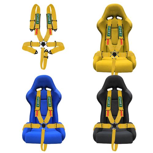 5 point racing harness camlock quick release safety seat belt yellow car atv utv