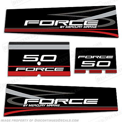 Fits mercury marine force 50hp outboard motor engine decal kit - black