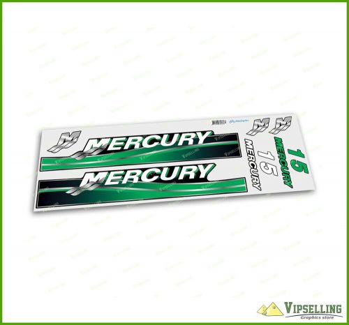 Mercury marine 15 hp outboadrs motor green laminated decals stickers kit boat