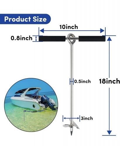 Boat sand anchor pontoon sand anchor 18 in stainless steel for the beach