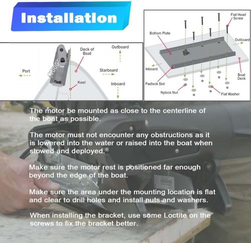 Trolling motor quick release bracket for ulterra, terrova, powerdrive mka-51