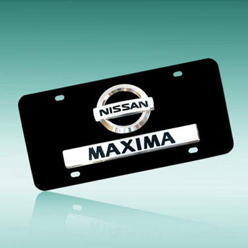 Nissan 3d logo maxima black metal license plate, lifetime warranty + free gift