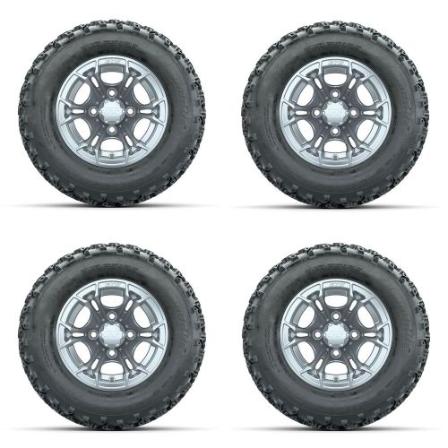 Golf cart gtw 12&#034; spyder silver wheel | 23x10-12 rogue at tire | 4 set