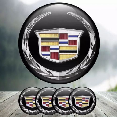 For cadillac 4x65mm black wheel center stickers badge new