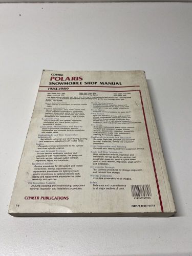 1984-89 polaris snowmobile shop manual 0-89287-537-2