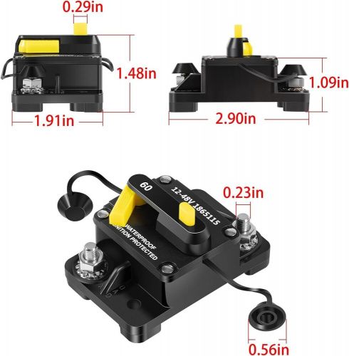 Mkr-27 60 amp circuit breaker plug receptacle for minn kota motors 12/24/36v/48v