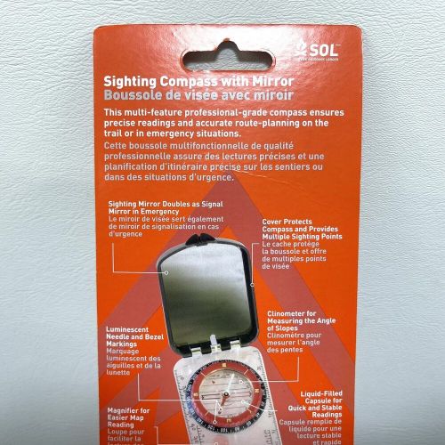 Sighting compass with mirror, s.o.l. survive outdoors longer 0140-0030