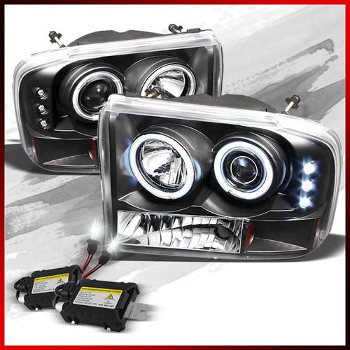 8k slim ballast xenon hid+00-04 ford f2/350 excursion halo projector headlights