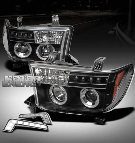 2007-2012 tundra/2008-2011 sequoia truck halo led black projector head light+drl