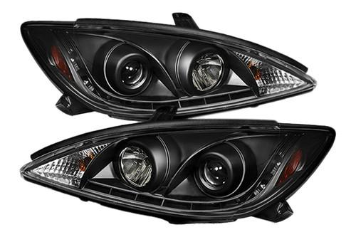 Spyder tc02drl black clear projector headlights head light w leds drl