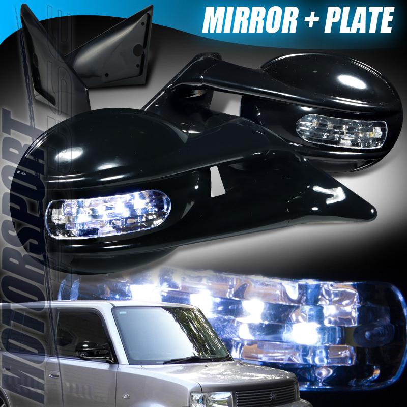 2004-2006 scion xb 5dr wagon black manual side mirror w/ white led signal pair