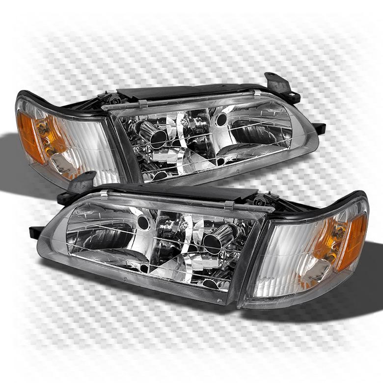 93-97 toyota corolla jdm amber clear headlights+corner head lights set pair lamp