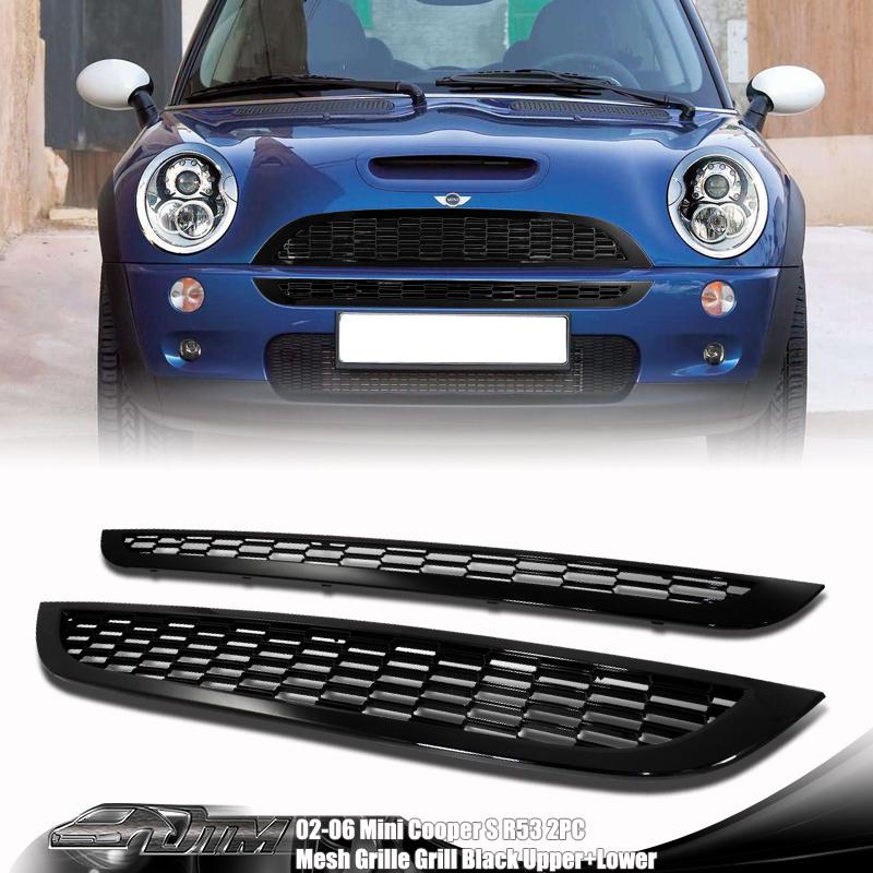 2002-2006 mini cooper abs plastic black mesh style 2 piece front grille