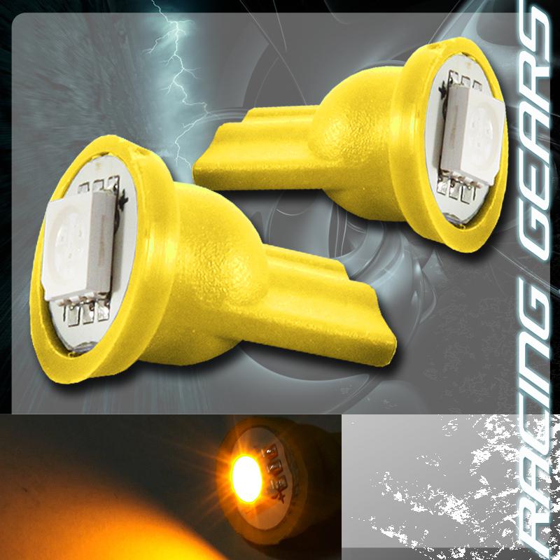 2x amber smd led t10 wedge interior instrument panel gauge license light bulbs