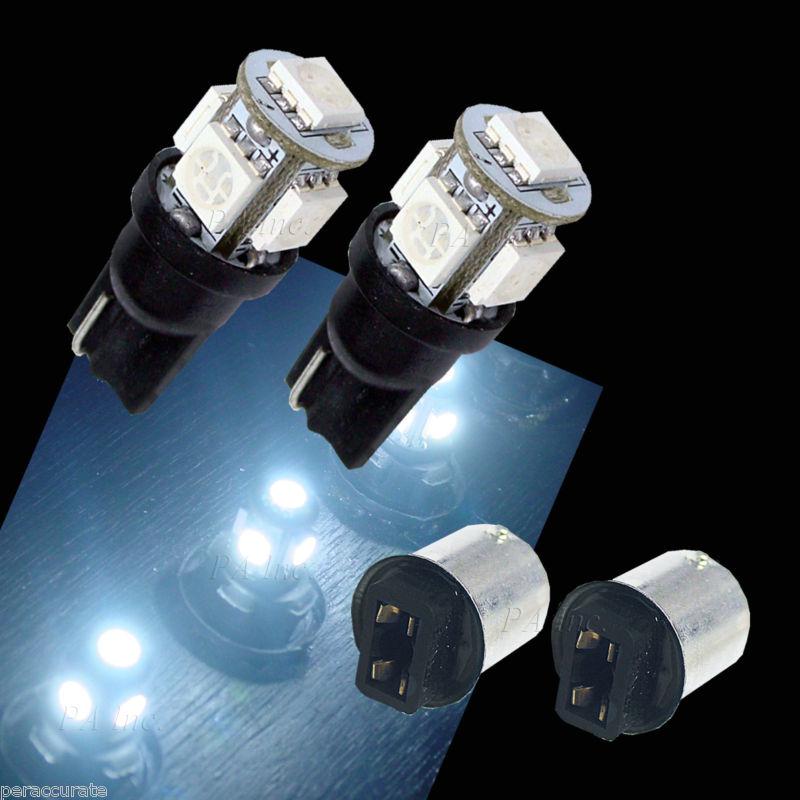 2x t10 168 194 w5w 5050 5smd led auto wedge bulbs white + 2 t10 ba15s convertors