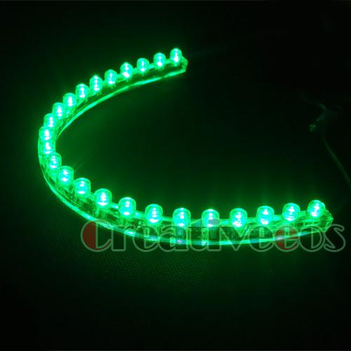 2x pvc 24cm 9.5" 24leds car waterproof flexible led strip light green color