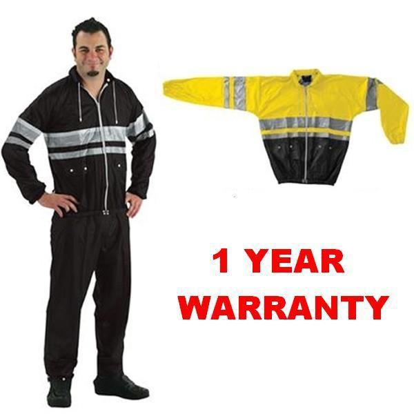  large ~ black/yellow ~ nelson rigg 2-pc. rain suit ~  warranty ~ harley bikers