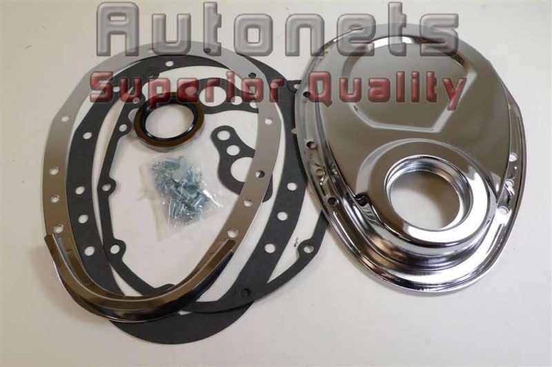 Sbc chrome steel chevy timing chain cover 2-piece 283-305-325-350 hot rat rod