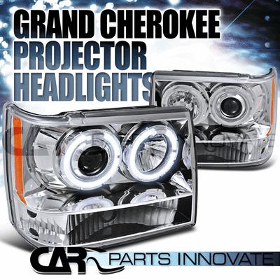 Chrome 93-96 jeep grand cherokee dual halo projector headlight