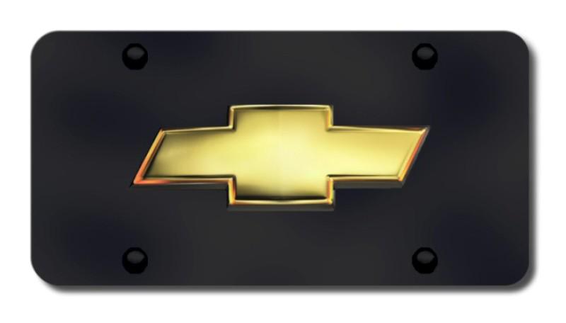 Gm chevrolet oem bowtie on black license plate made in usa genuine