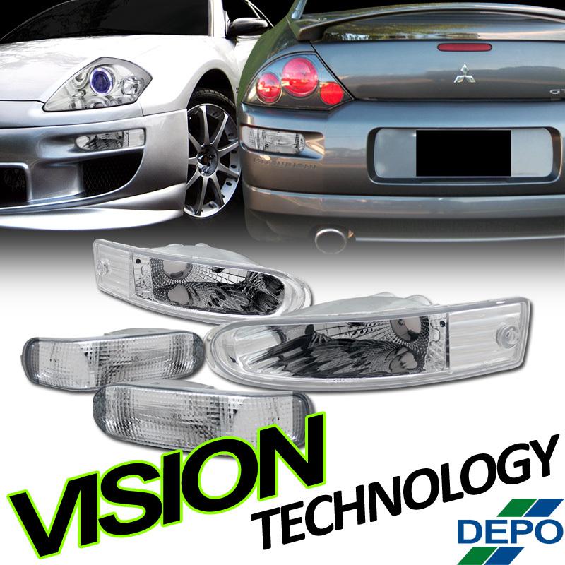 Depo euro front bumper turn signal lights+clear rear bumper lamps 00-02 eclipse