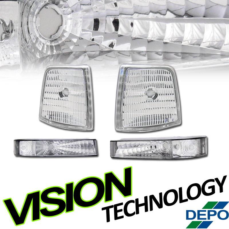 92-96/97 f-150/250/350/super duty/bronco clear bumper lights+corner signal lamps