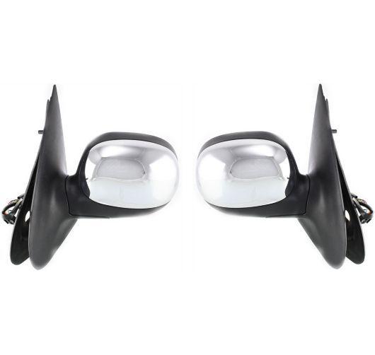 Ford expedition pickup truck f150 power mirrors black & chrome pair set side