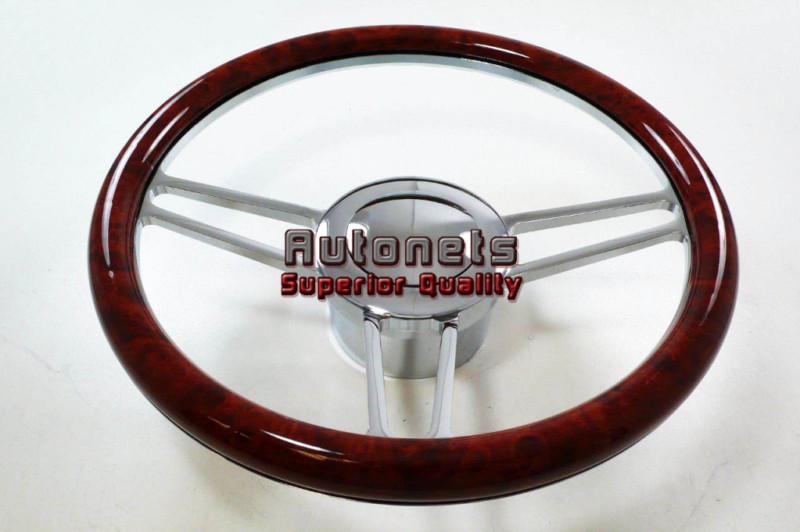 Wood veneer vintage chevy gm chrome aluminum steering wheel horn button adapter