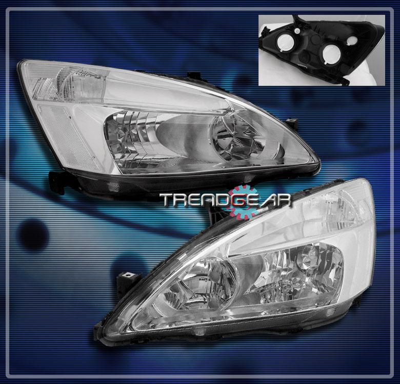 03-07 honda accord 2/4dr crystal headlight lamp jdm chrome 04 05 06 dx ex lx new