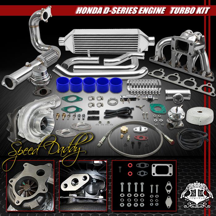 T04e 11pc turbo kit bolt-on intercooler+manifold 88-00 d15/d16 civic/crx/del sol