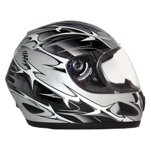 New motorcycle street full face helmet dot flip up visor spikes silver - medium