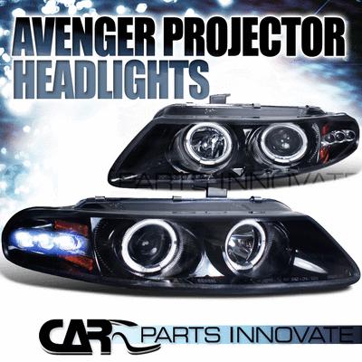 Glossy piano black 97-00 avenger sebring coupe tinted led projector headlights