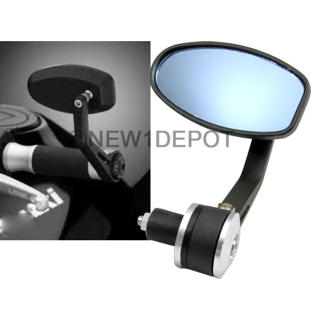 7/8" motorcycle black silver reversible handlebar end rear side mirror universal