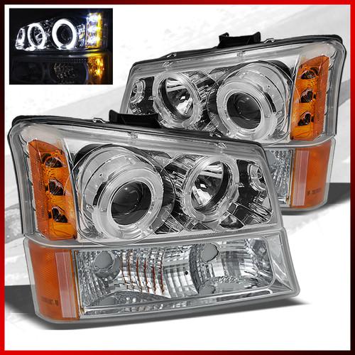 03-06 silverado/avalanche halo projector headlights + bumper lights w/led combo