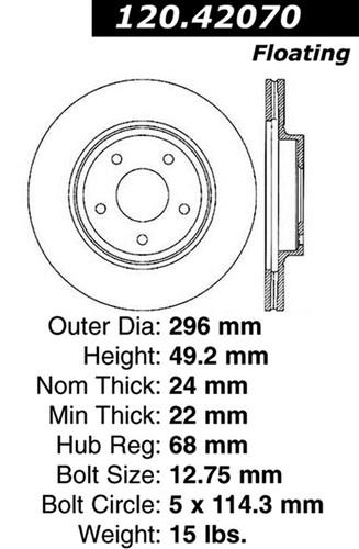 Centric-power slot 127.42070r stoptech sport rotors