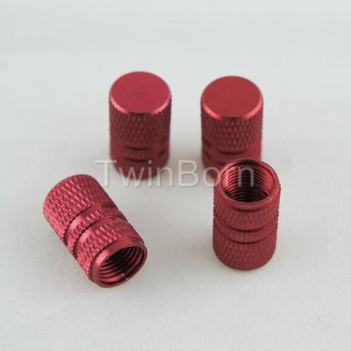 4pcs red dia. 7mm standard cycle wheel tire air duct valve stem cap aluminum