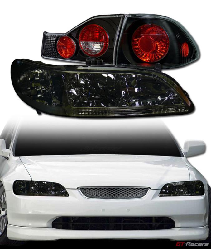 Smoke head lights signal dy+altezza tail brake lamps blk v2 ks 98-00 accord 4dr