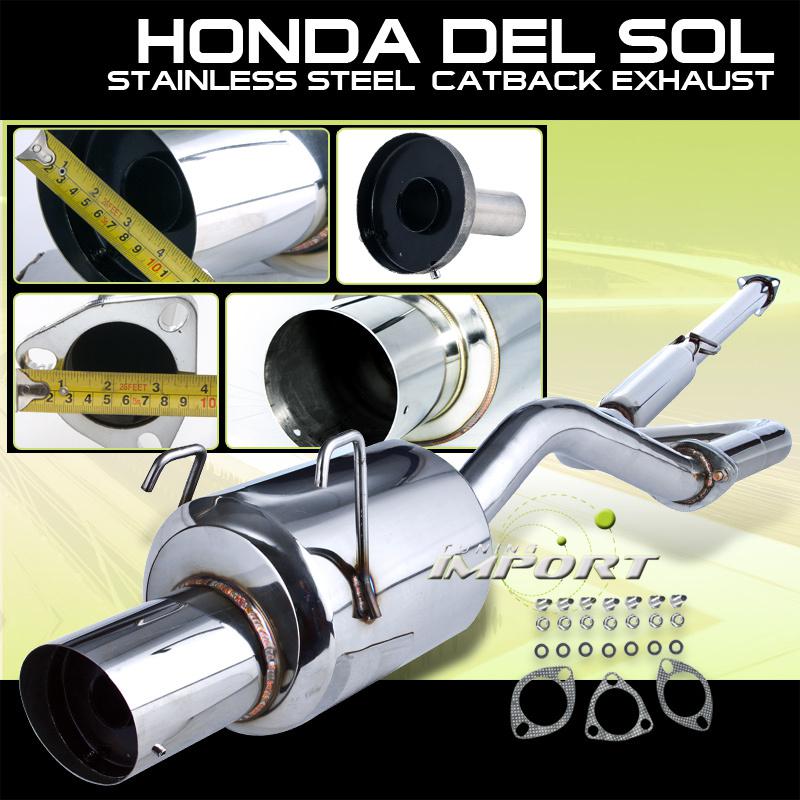 93-97 honda del sol stainless steel ss dohc vtec catback exhaust muffler system 