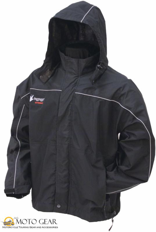 Frogg toggs highway toadz reflective motorcycle rain jacket, large, black/silver