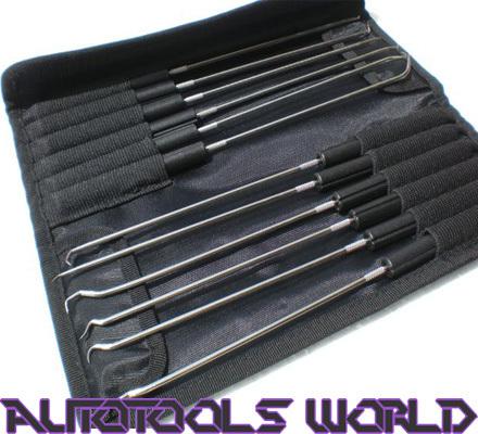 Universal 12pc long pick & hook set magnet removal tool