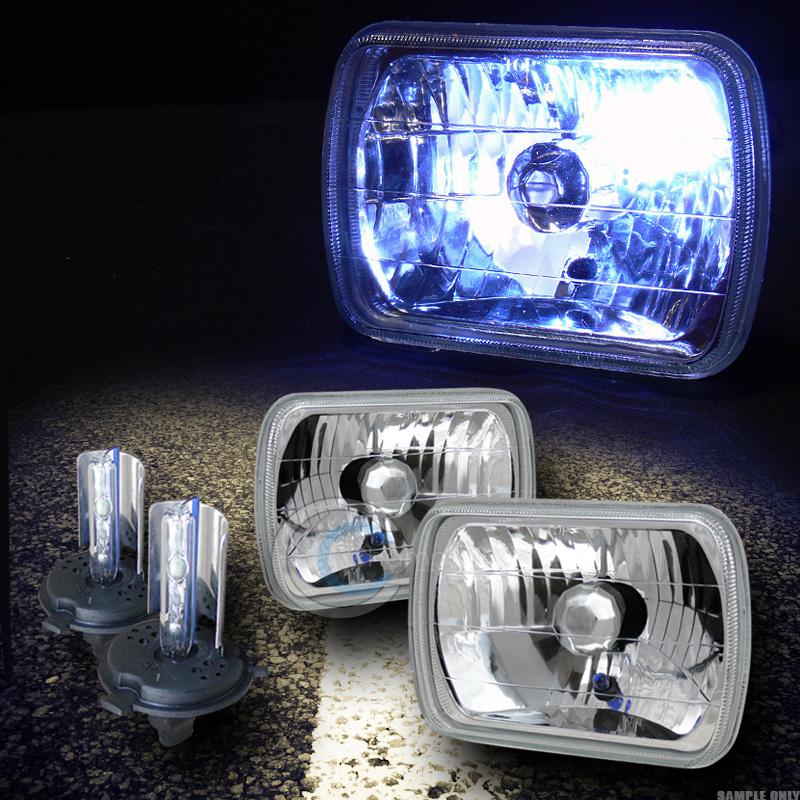 8000k hid xenon+4x6 chrome square halogen head lights h4 chevy gmc dodge ford