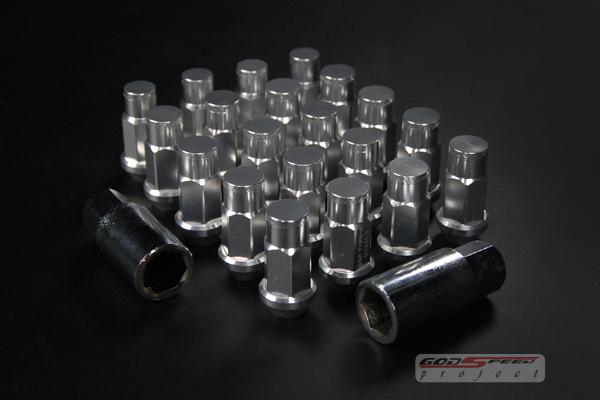 Godspeed type-4 wheel rim racing lug nuts 50mm 20 piece w /ock m12 x 1.5 silver