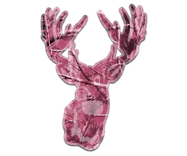 Whitetail deer decal 5"x3.6" pink hunting camo buck hunter sticker d1 (lh) zu1