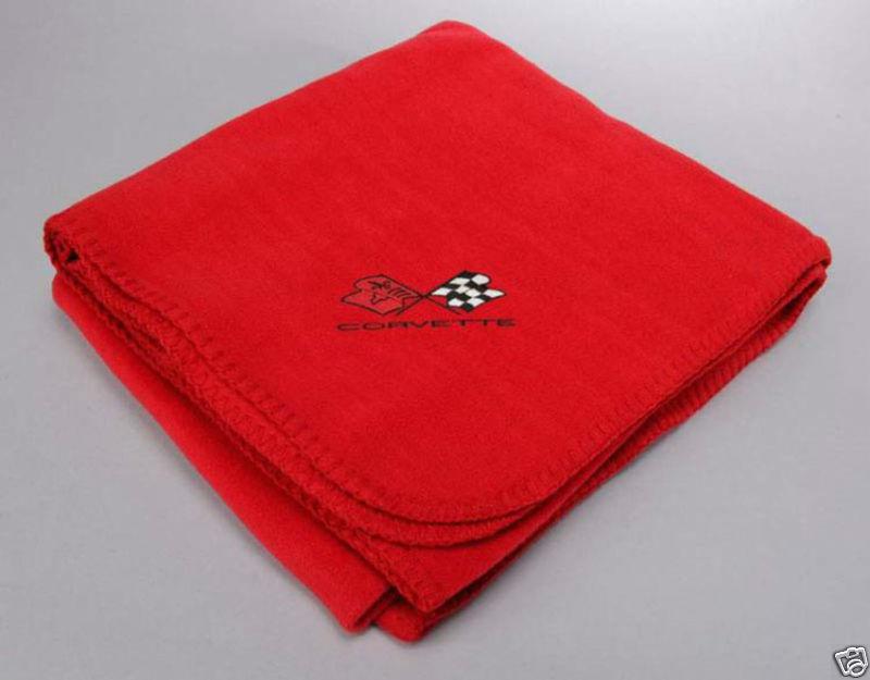 1968-1982 corvette c3 red fleece blanket - new!