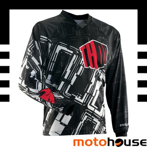 Thor mens static boxed jersey mx offroad dirt motocross black white red 