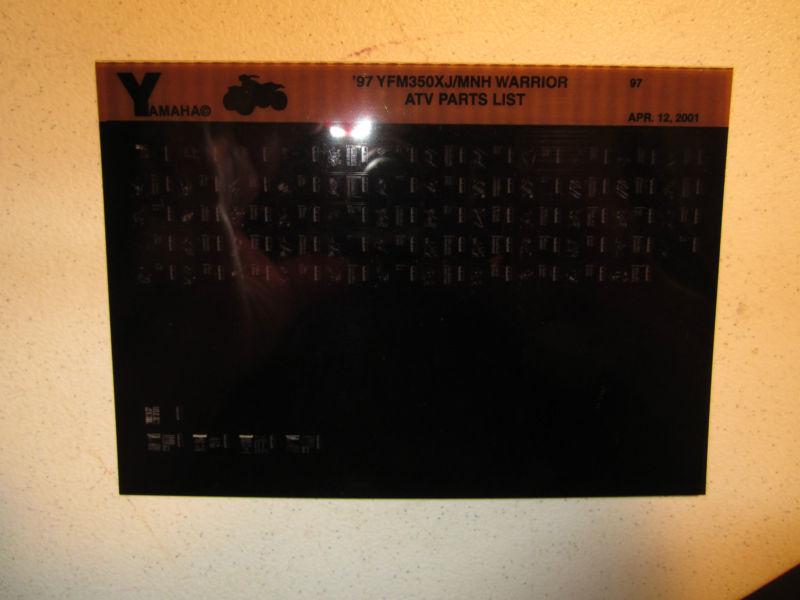 1997 yamaha atv yfm350xj warrior microfiche parts catalog yfm 350 xj