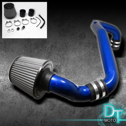 Stainless washable cone filter+cold air intake 98-02 cavalier 2.2l blue aluminum