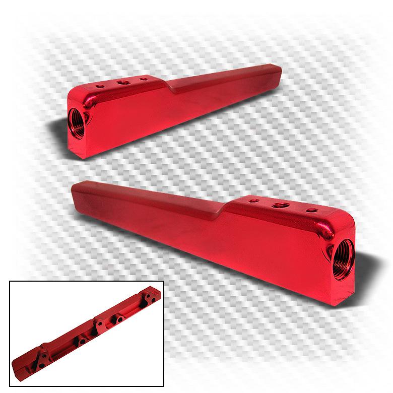 99-00 civic si, 93-97 del sol, 94-01 integra dohc billet alumninum fuel rail red