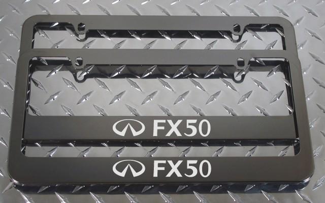 2 brand new infiniti fx50 gunmetal license plate frame + screw caps