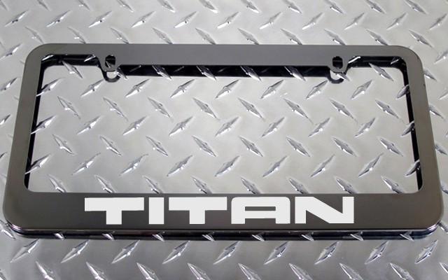 1 brand new nissan titan gunmetal license plate frame +screw caps